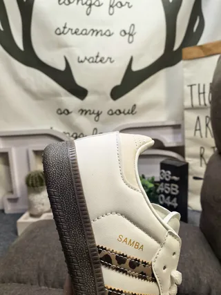 Adidas White Brown Low-Top Leopard-Print Stripes Lifestyle Sneakers