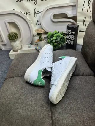 Adidas Stan Smith White and Green Lifestyle Sneakers