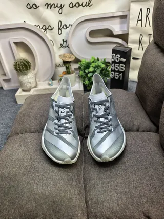 Adidas Gradient Silver-Gray Triple Stripe Sculpted Midsole Chunky Sneakers