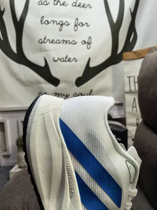 Adidas Blue Silver Engineered Mesh Upper Sculpted Dual-Density Midsole Running Shoes