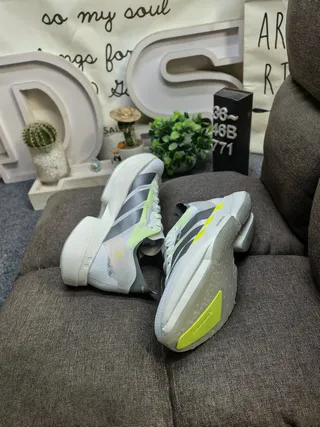 Adidas White Yellow Lightweight Mesh Upper Sculpted Lightstrike Pro Midsole Running Shoes