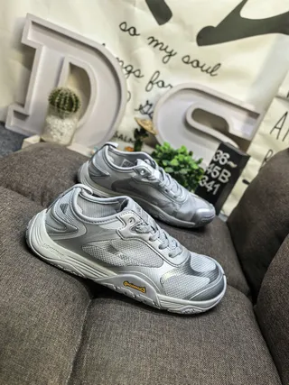 Salomon Gray White Mesh And Synthetic Overlay Upper Sculpted Wavy Midsole Lifestyle Sneakers
