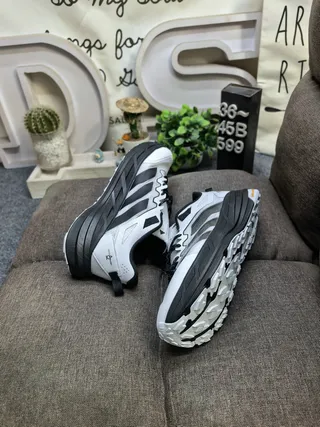 Adidas White Black Low-Top Mesh-and-Synthetic Upper Running Shoes
