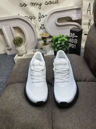 Adidas White Blue Mesh Upper Black Platform Sole Chunky Sneakers