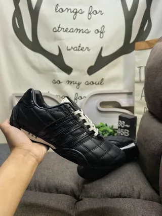 Adidas Black White Quilted Upper Three-Stripe Side Panel Lifestyle Sneakers