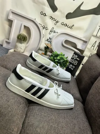 Adidas White Three-Stripe Bow Strap Mary Jane Shoes