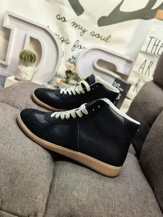 Brown Beige High-Top Leather Upper Ankle Boots