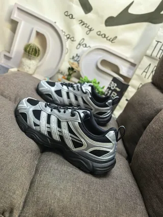 Adidas Silver Black Sole Metallic Upper Chunky Sneakers