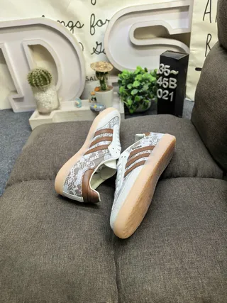 Adidas Samba Lace-Trim White Brown Lifestyle Sneakers