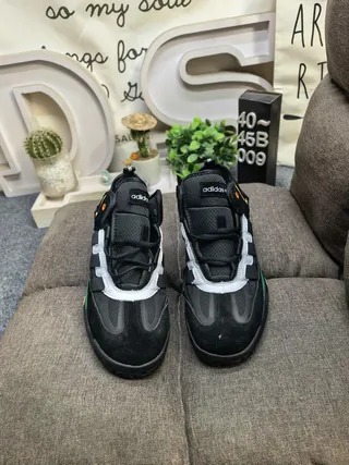 Adidas Army Green Black Layered Midsole Padded Collar Chunky Sneakers