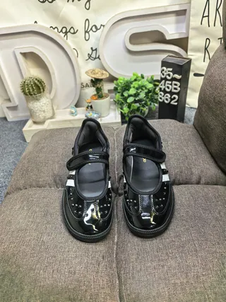 Adidas Black White Patent Upper Three-Stripe Side Panel Mary Jane Shoes