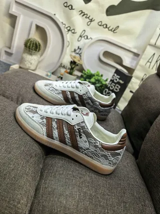 Adidas Samba Lace-Trim White Brown Lifestyle Sneakers