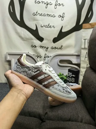 Adidas Samba Lace-Trim White Brown Lifestyle Sneakers