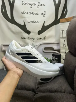 Adidas White Knit Three-Stripe Sculpted Midsole Lifestyle Sneakers