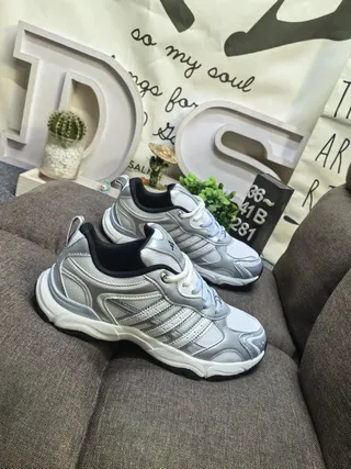 Adidas Gray Black Retro Runner Silhouette Mesh And Synthetic Overlays Chunky Sneakers