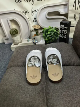 Adidas Slide Light Gray Perforated Suede Slipper