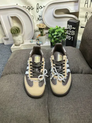Adidas Samba Brown Beige White Lifestyle Sneakers