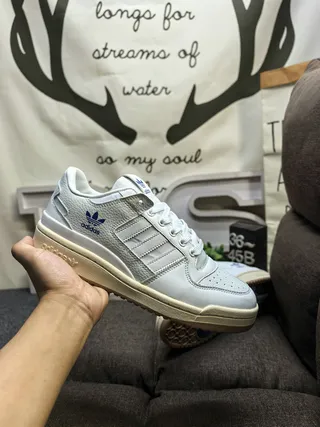 Adidas White Blue Low-Top Cupsole Lifestyle Sneakers