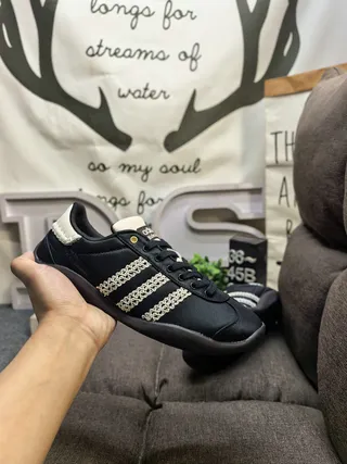 Adidas Black Beige Low-Top Embroidered Stripes Lifestyle Sneakers