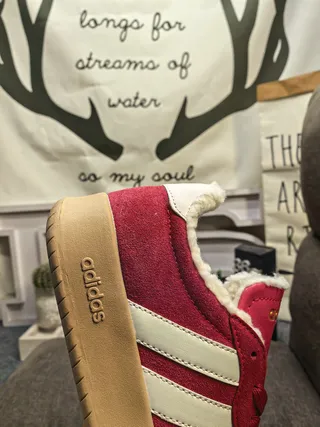 Adidas Beige Suede Shearling-Lined Lifestyle Sneakers