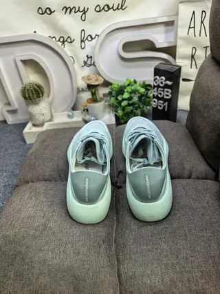 Adidas Beige Green Platform Sole Mesh Upper Chunky Sneakers