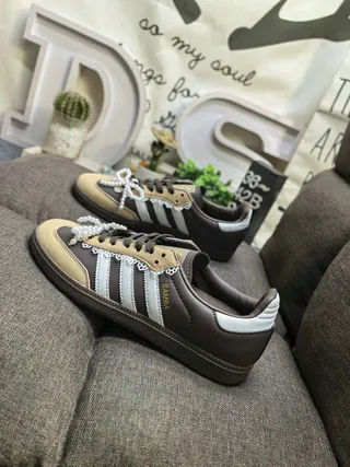 Adidas Samba Brown Beige White Lifestyle Sneakers