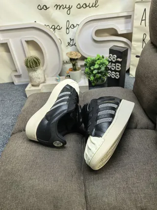 Adidas Superstar Shell Toe Black and Creme Lifestyle Sneakers