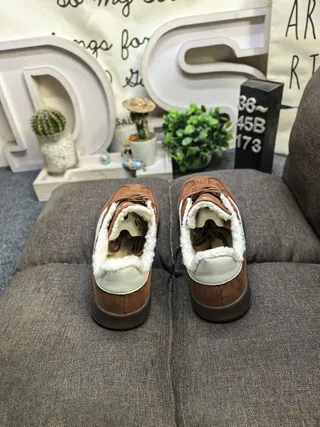 Adidas Beige Suede Shearling-Lined Lifestyle Sneakers