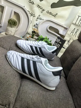 Adidas White Gray Low-Top Quilted Toe Cap Sneakers