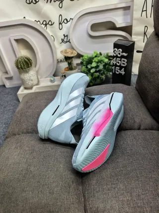 Adidas Blue Pink Lightweight Knit Upper Three-Stripe Side Panel Running Shoes