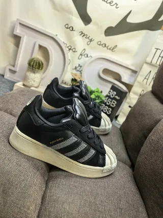 Adidas Superstar Shell Toe Black and Creme Lifestyle Sneakers