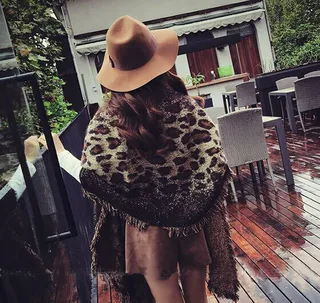 Beige Brown Knitted Leopard Print Scarve