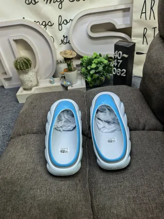 Gray and Blue Accent Molded Sole Slipper