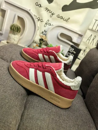 Adidas Beige Suede Shearling-Lined Lifestyle Sneakers