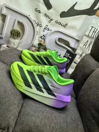Adidas Adizero Evo SL 2 Neon Green Purple Running Shoes