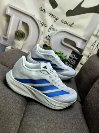 Adidas Blue Silver Engineered Mesh Upper Sculpted Dual-Density Midsole Running Shoes