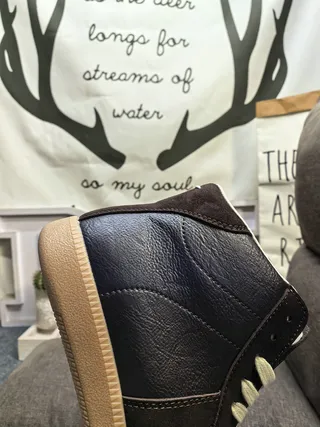 Brown Beige High-Top Leather Upper Ankle Boots