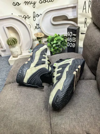 Adidas Army Green Black Layered Midsole Padded Collar Chunky Sneakers