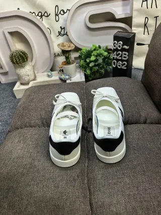 Adidas White Black Laceless T-Strap Three-Stripe Side Panel Lifestyle Sneakers