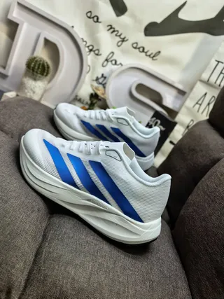 Adidas Blue Silver Engineered Mesh Upper Sculpted Dual-Density Midsole Running Shoes