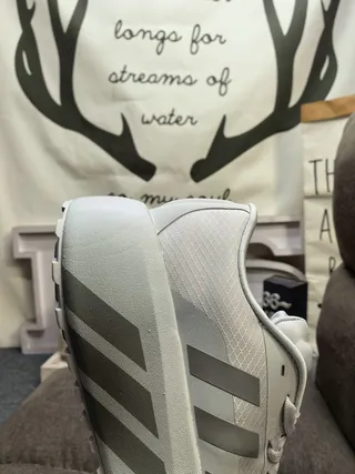 Adidas White Blue Mesh Upper Black Platform Sole Chunky Sneakers