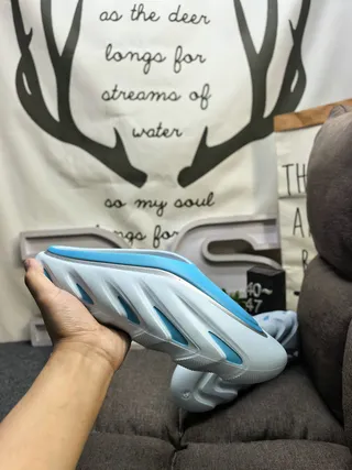 Gray and Blue Accent Molded Sole Slipper