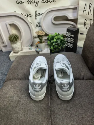 Adidas Superstar White and Gray Lifestyle Sneakers