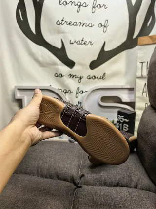 Brown Woven Slip-On Flat Casual Shoes