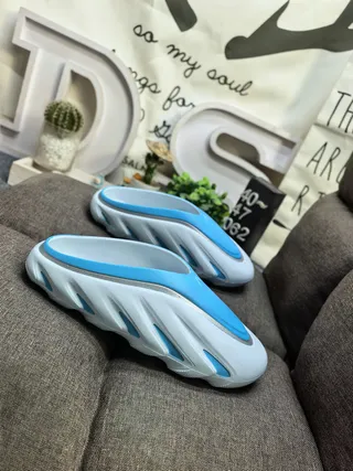 Gray and Blue Accent Molded Sole Slipper