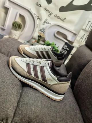 Adidas Beige Brown Vintage Runner Silhouette Suede And Leather Paneling Lifestyle Sneakers