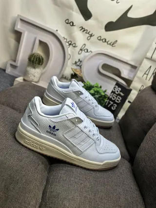 Adidas White Blue Low-Top Cupsole Lifestyle Sneakers