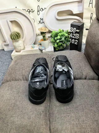 Adidas Black White Leather-Like Upper Three Stripes Mary Jane Shoes