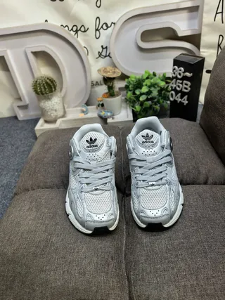 Adidas White Gray Midsole Mesh And Synthetic Overlay Construction Chunky Sneakers
