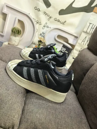 Adidas Superstar Shell Toe Black and Creme Lifestyle Sneakers